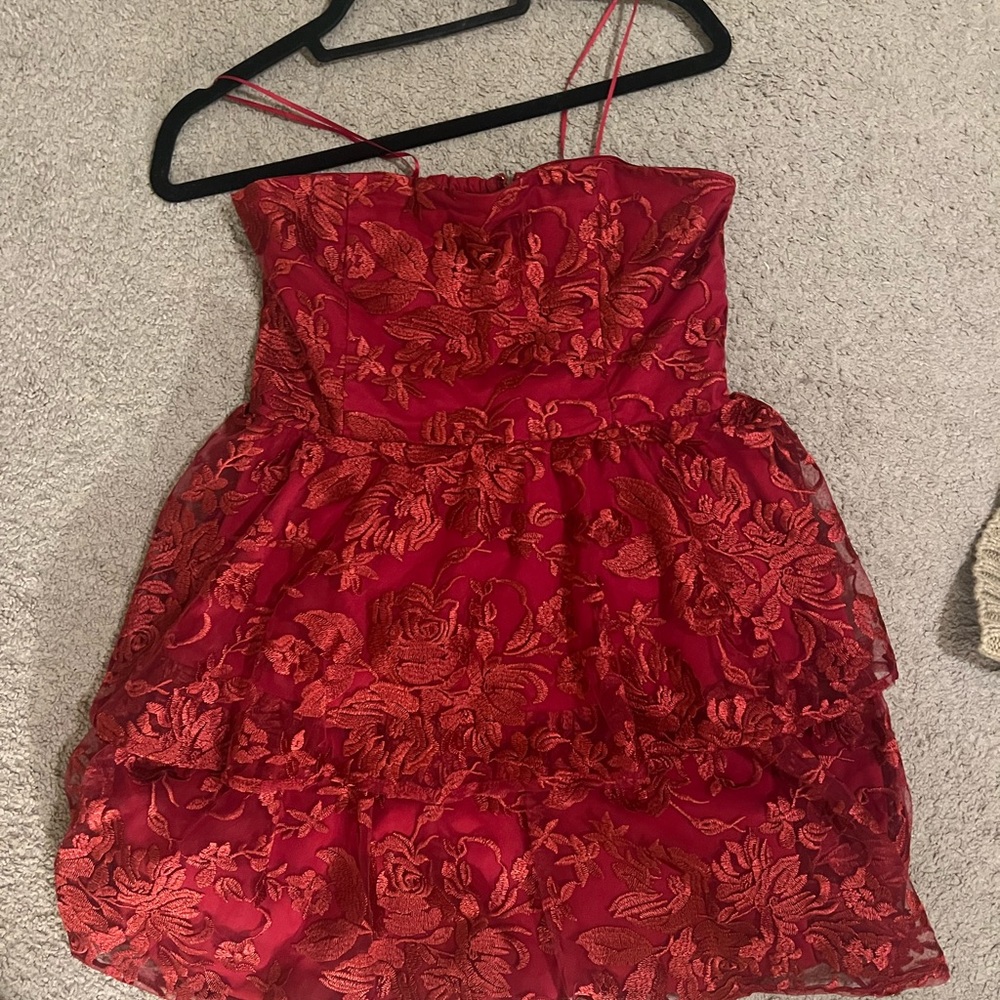 Altar'd State Red A-line Mini Dress with Spaghetti Straps for Cocktail